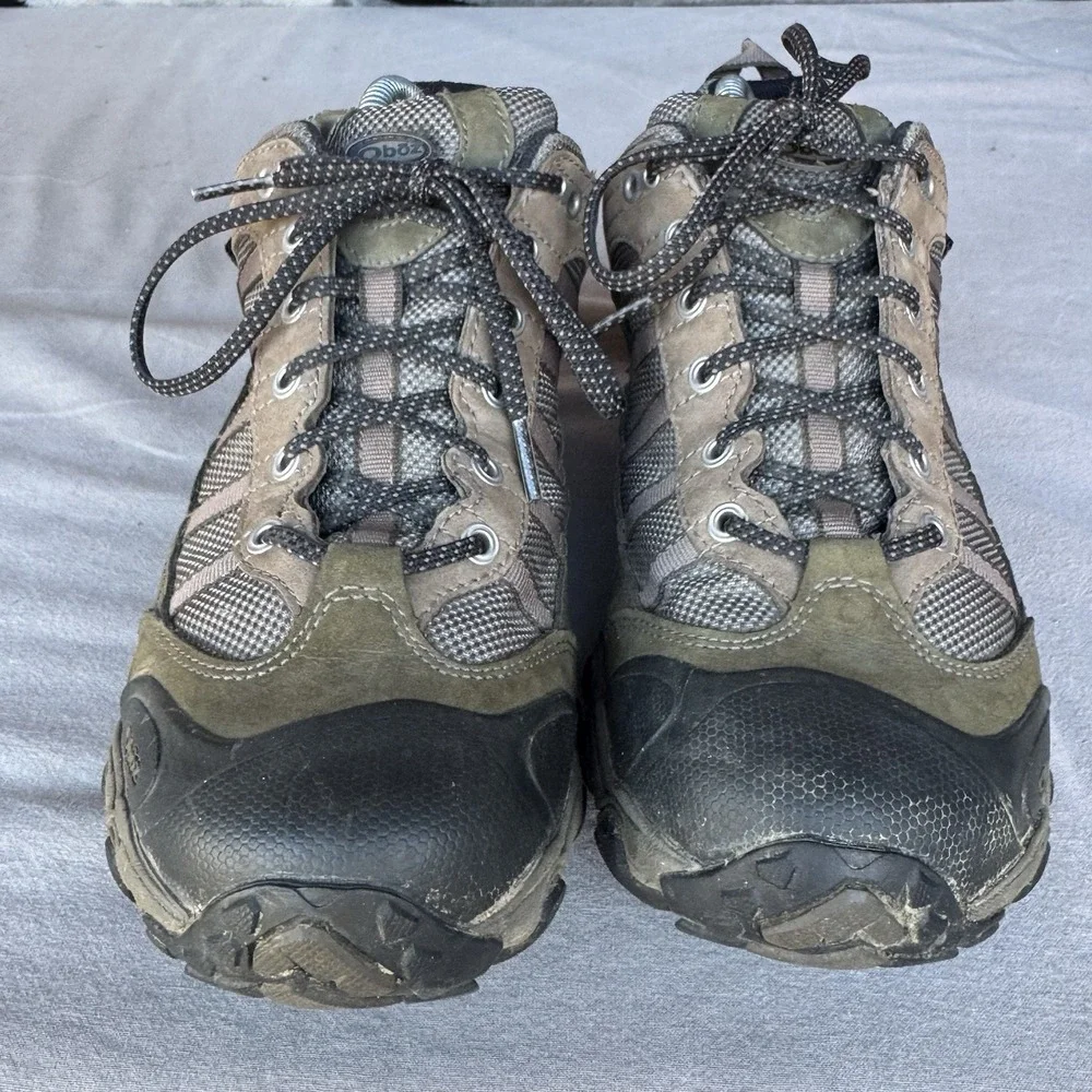 Size 9 - Oboz Tamarack B-Dry Waterproof Bungee Taupe Green Hiking Shoes Men's